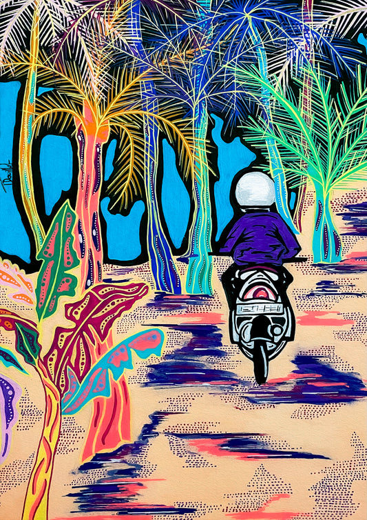 Tirage d'art - Balade en scooter