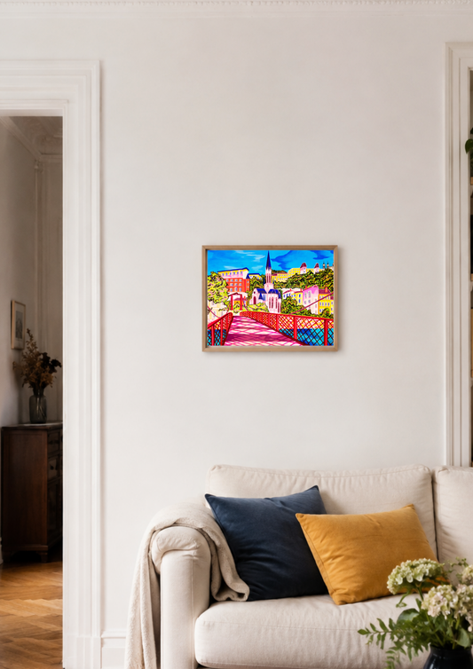 Tirage d'art - La passerelle rouge