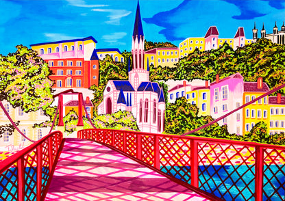 Tirage d'art - La passerelle rouge