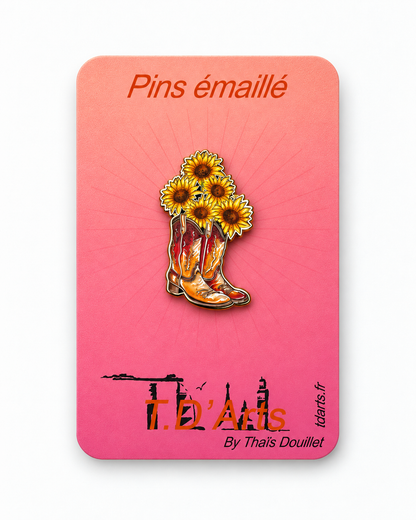 Pins Santiag Tournesol TDArts sur cartonnette