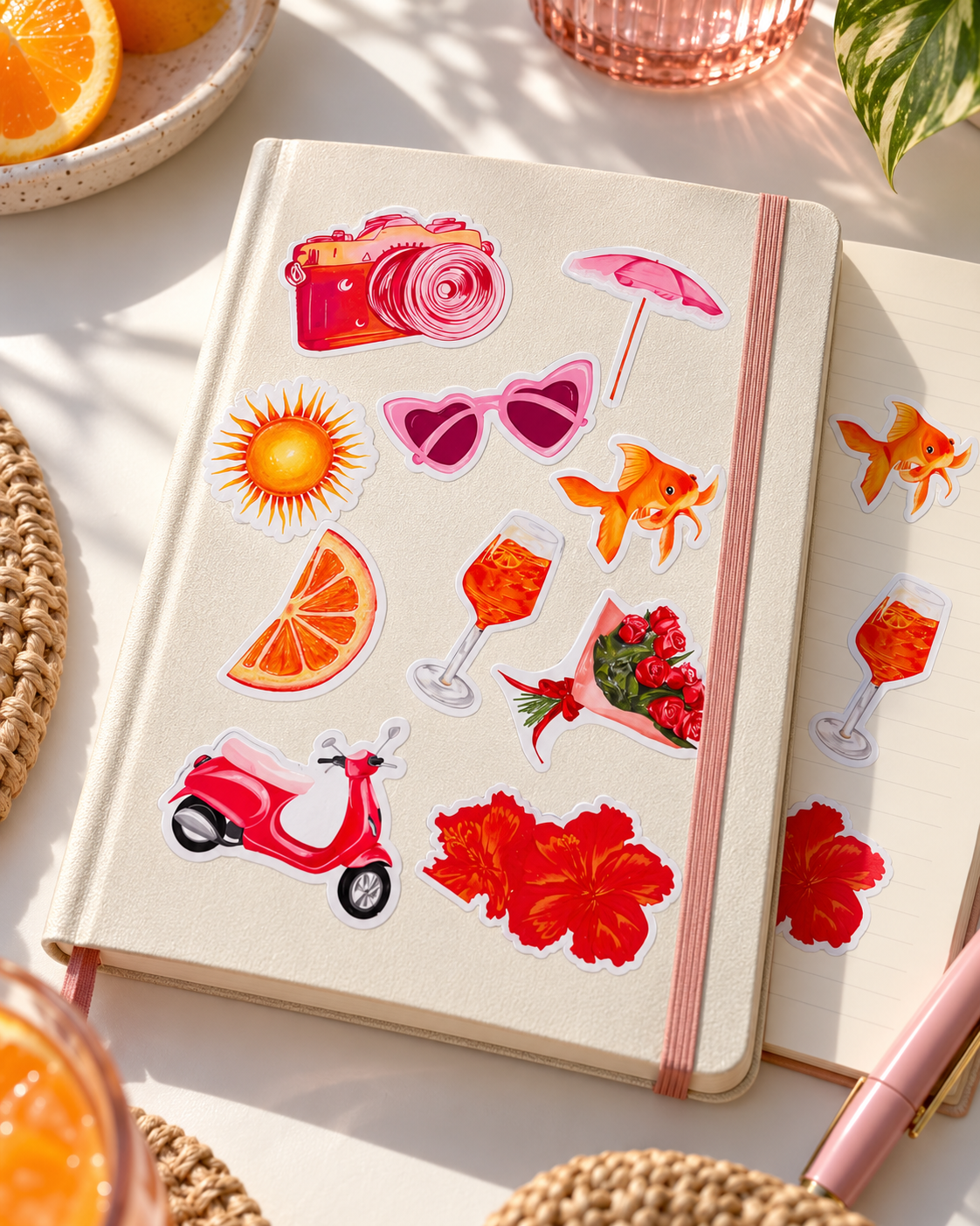 Stickers Dolce Vita Tdarts collés sur un carnet